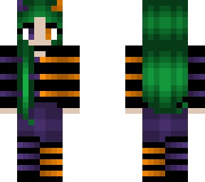 halloween - green hair - purple black and green stripe