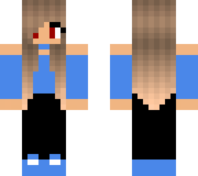 red eye girl with blue top and shoes