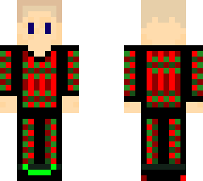 a red head human except his head is not red and he is wearing a christmas shirt