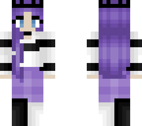 purple hair - black and white sweater - boots
