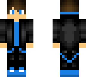 black jacket and blue tee