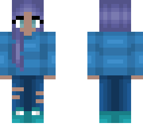 i'm blue - purple hair - blue outfit