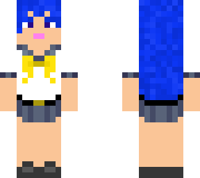 blue hair anime school girl
