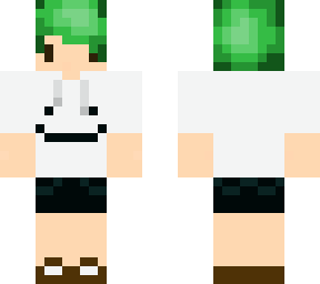 green hair boy, with dream's merch
