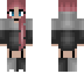 pink hair - gray hoodie and boots
