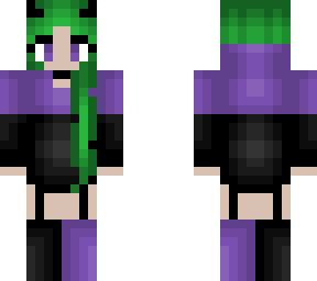 halloween - purple on black hoodie - green hair