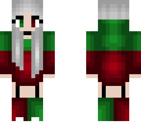 christmas - green on red hoodie - light gray hair