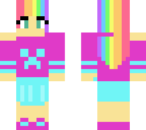 rainbow, pink and blue girl