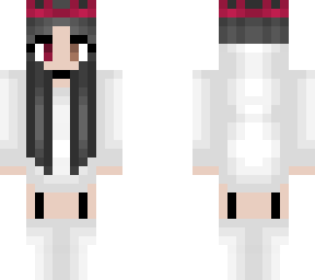 white outfit - magenta stripes - dark gray hair