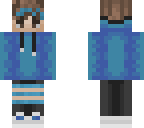 really cool boy with blue hoodie and black pants with headphones!