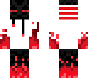 completed red and white enderman hoodie with headphones