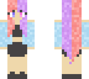 purple, pink hair w/  blue, pink eyes, girl