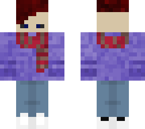 purple hoodie w/ red scarf