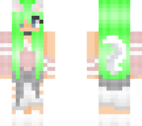 wolf girl with green hair