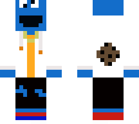 cookie monster in white hoodie with gold chain.