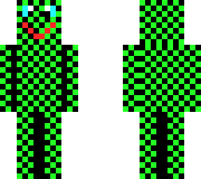 green and black checkerdboard figure