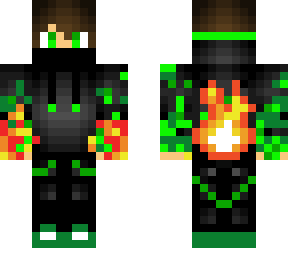 green flame hoodie boi w/ headphones
