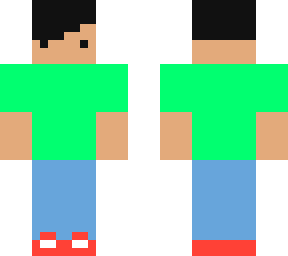 simple chibi boy with green shirt and red shoes