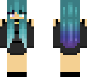 cyan girl w/ buns ombre edit