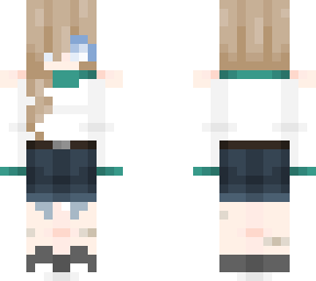girl in blueish-green top with white sweater