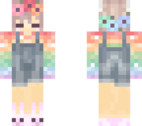 cute girl with a rainbow flowercrown, rainbow sweater and overalls!