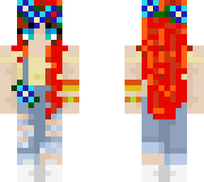 redhead w/ blue flowers