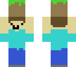 minecraft steve holding grass