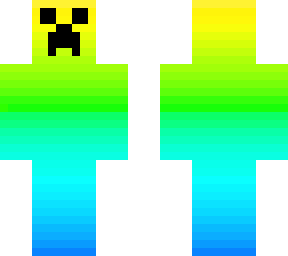 rainbow blue-green with creeper face