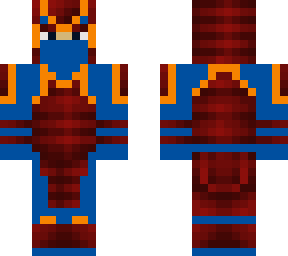 red,blue,and orange samurai