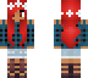daisy chain blue plaid denim redhead
