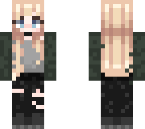 charity, black jeans, green sweater