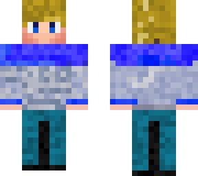 blonde gamer boy with gray and blue sweat shirt