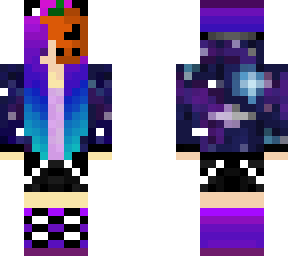 cosmic girl with pumpkin mask