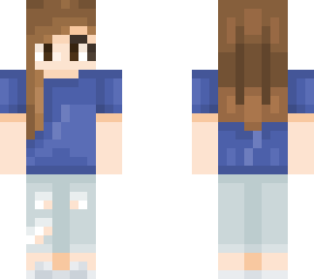 kat . blue shirt brown hair