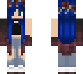 flower crown blue hair girl