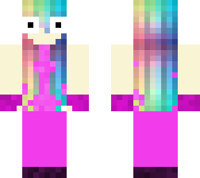 oh my god rainbow hair girl pink dress