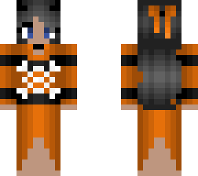 halloween - black and orange dress - long gray hair