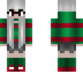 nerdy silver hair girl - red and green christmas hoodie - shorts and socks
