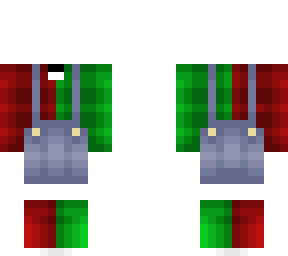 christmas - jean overalls - red and green - ob