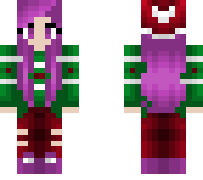 christmas - green and white sweater, pink hair, hat
