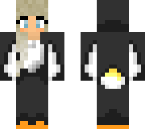 blonde girl penguin onesie