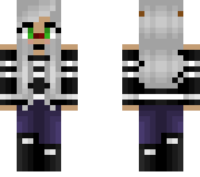 christmas - black with white stripes - silver hair - purple pants