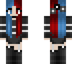 red and blue berry blast hair - black and gray outfit