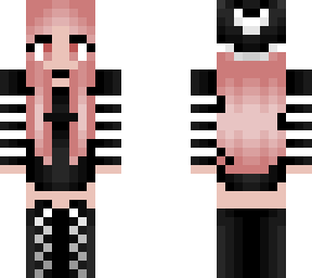 christmas - black and white outfit - pink hair