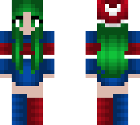 christmas - blue with red and white stripe - green hair