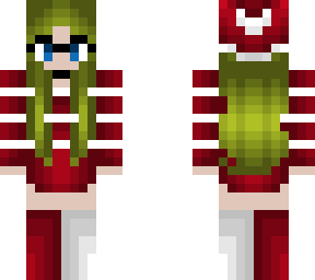 christmas - greenish yellow hair- red and white