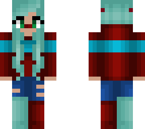 christmas - mint hair - red with blue stripe - reindeer antlers