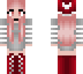 christmas - salmon pink hair - silver white outfit with stripes