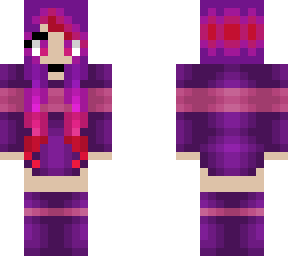 purple outfit - pink stripe - long pink, red and purple hair