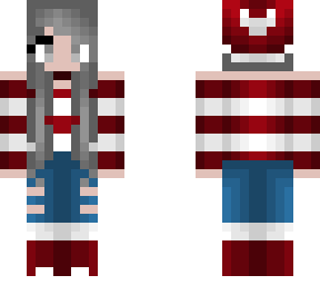 silver hair and hat - red and white cozy christmas sweater